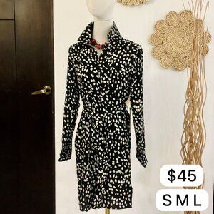 Black shirt dress with white "ivory" design